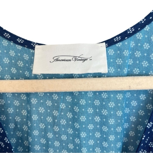 American Vintage Colette Mini Dress Navy Blue Ditsy Floral Size M/L Cottagecore - Picture 2 of 2